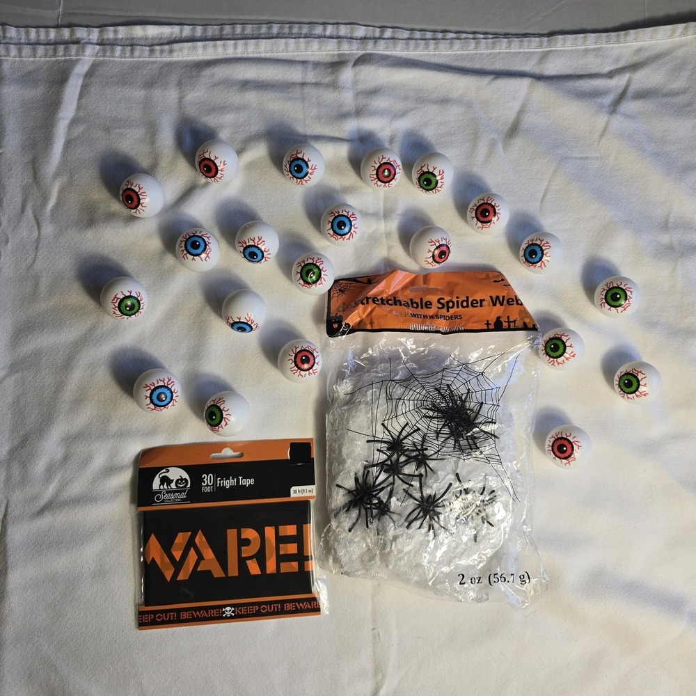 Halloween Spider Web Super Stretch Scary Party Decor Spiders, Eyeballs And Dange